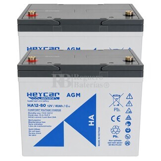 Pack 2 bater�as HA12-80 | 12 Voltios 80 Amperios AGM